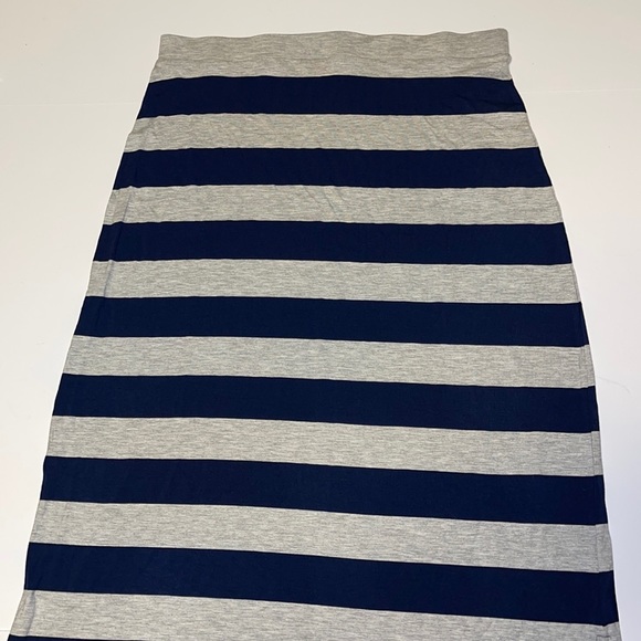 Mango Blue and Grey Striped Stretch Cotton Maxi Skirt - Women’s Size XL - Picture 2 of 9
